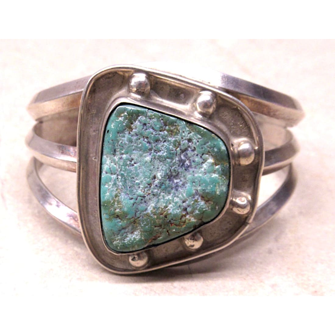Vintage Navajo Turquoise Cuff Bracelet Sterling Silver Native American