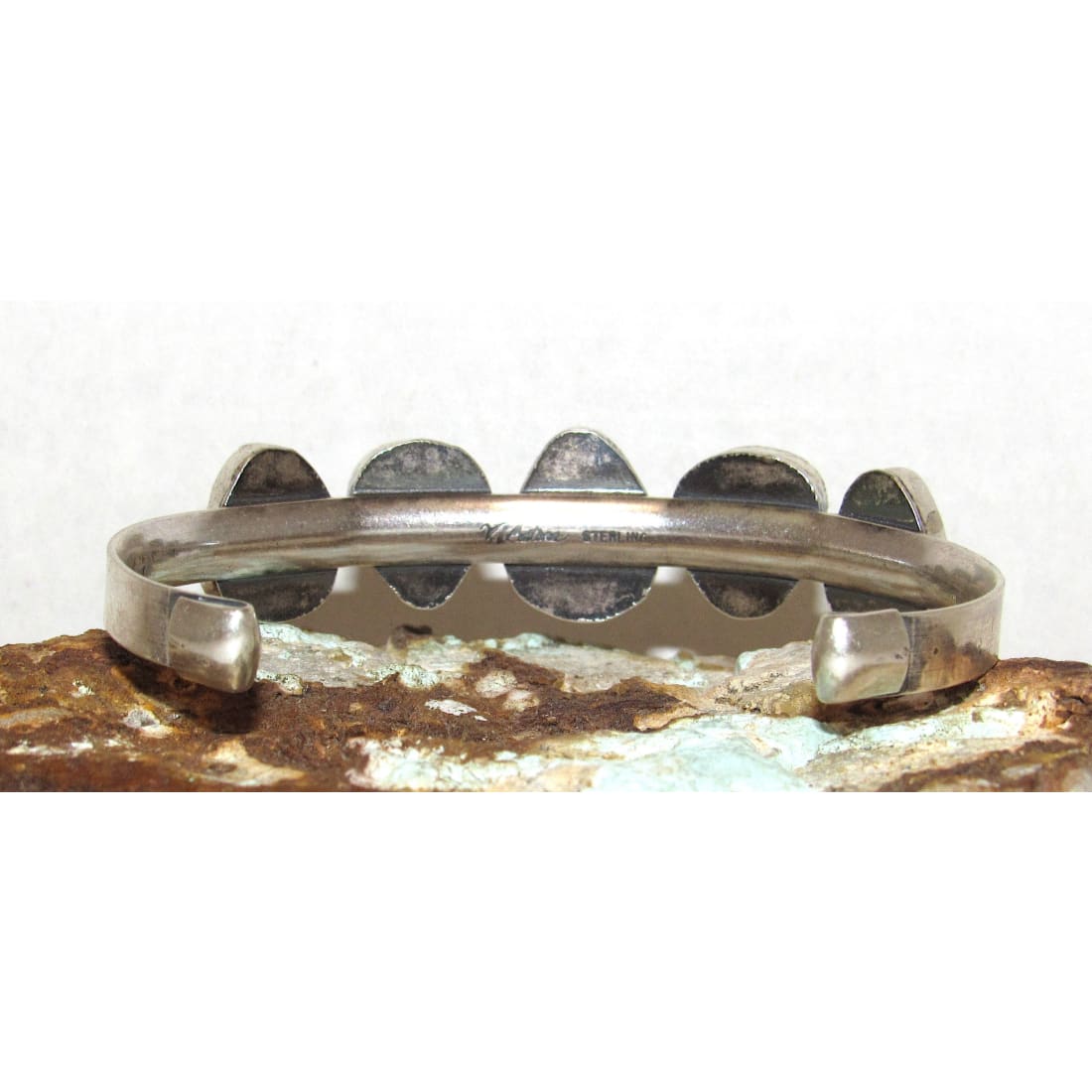 Navajo Royston Turquoise Sterling Stacker Cuff Bracelet Native American Signed