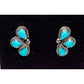 Navajo Sleeping Beauty Turquoise Half Cluster Post Earrings Sterling Silver
