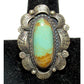 Navajo Royston Turquoise Statement Ring Sz 9 Sterling Silver Signed Native