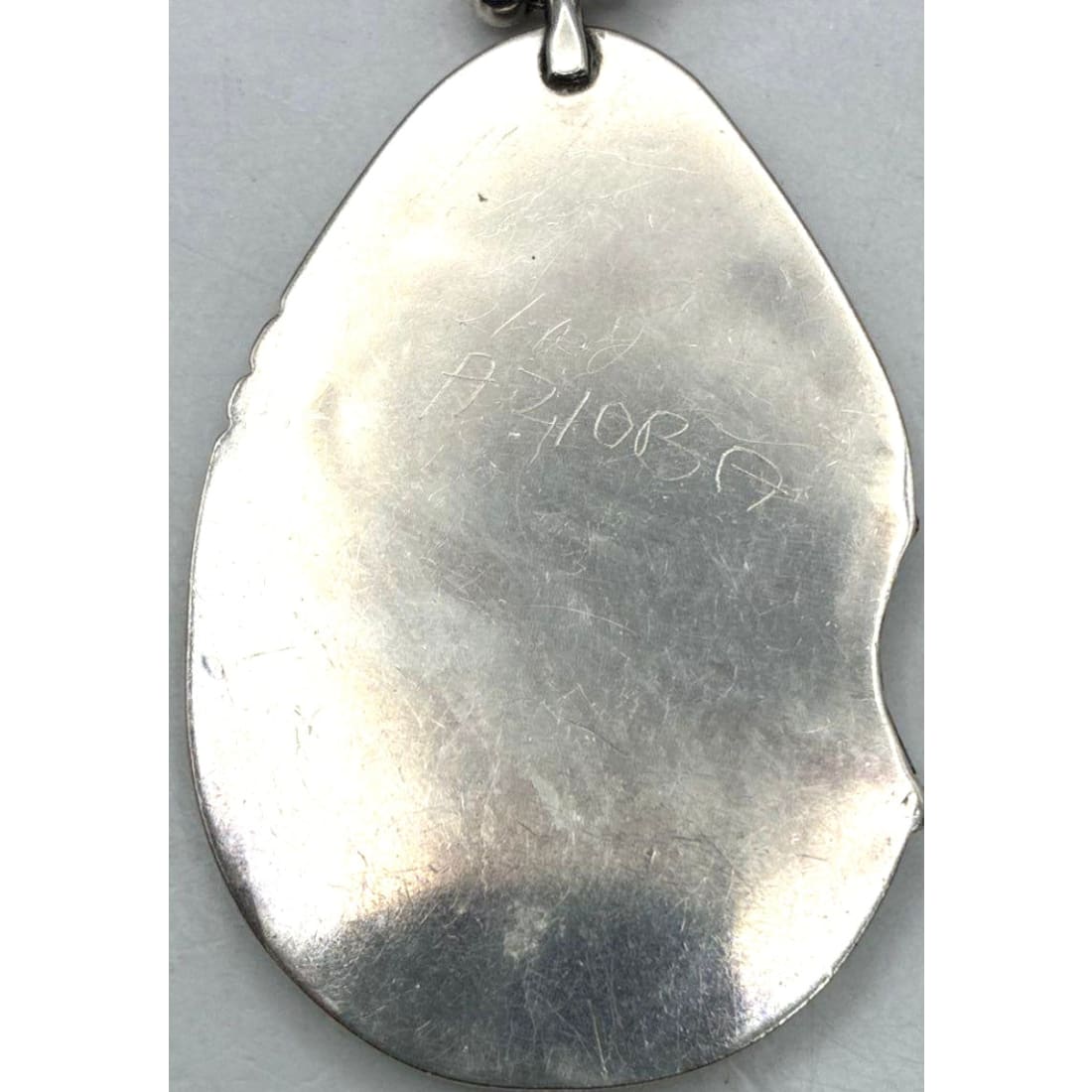 Old Pawn Navajo Kingman Turquoise Pendant Necklace Sterling Navajo Pearls Necklace