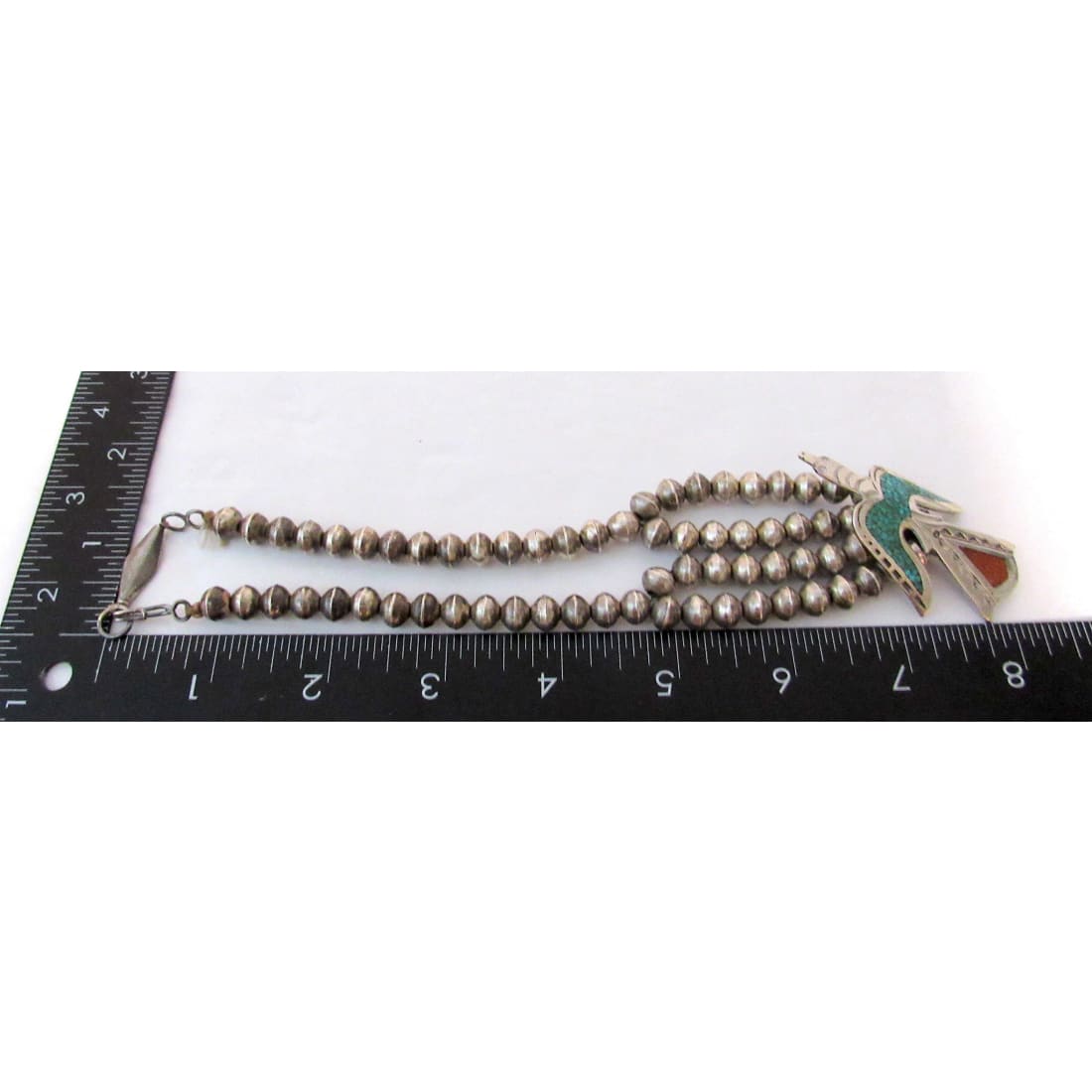 Old Pawn Navajo Peyote Bird Navajo Pearls Necklace W. Singer Sterling Turquoise