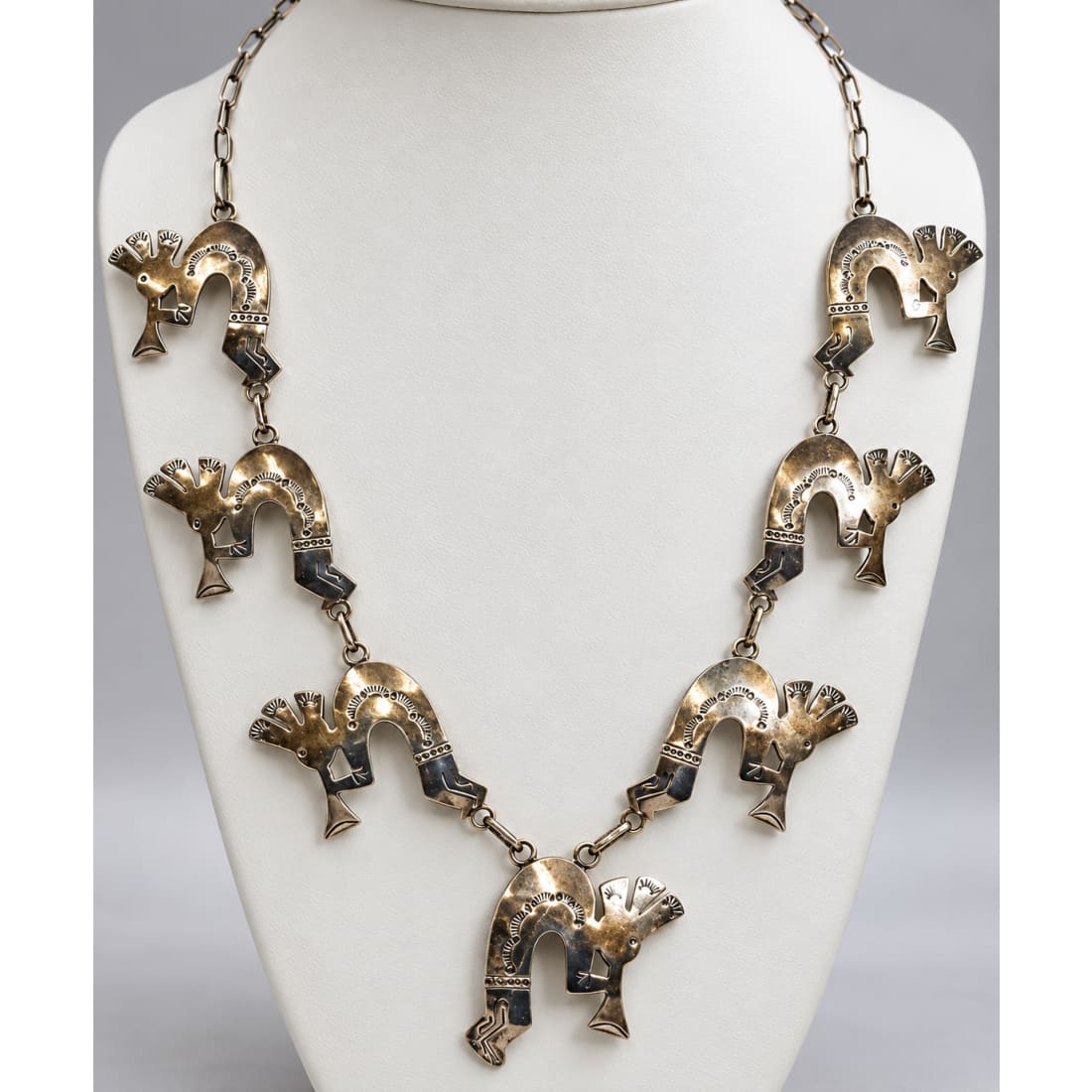 Vintage Navajo Kokopelli Squash Blossom Necklace Sterling Silver