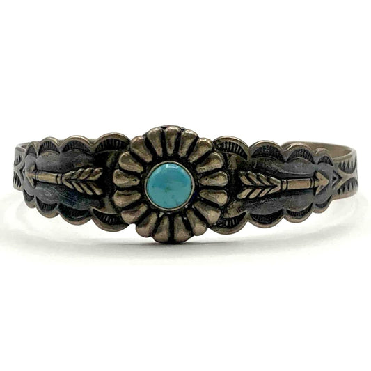 Vintage Fred Harvey Era Bracelet Navajo Sterling Turquoise Cuff