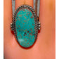 Navajo Kingman Turquoise Statement Ring Sz 9 Sterling Silver R Yazzie