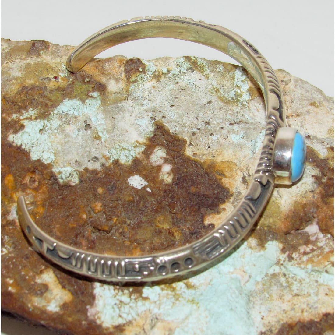 Navajo Golden Hills Turquoise Stacker Cuff Sterling Silver B. Short