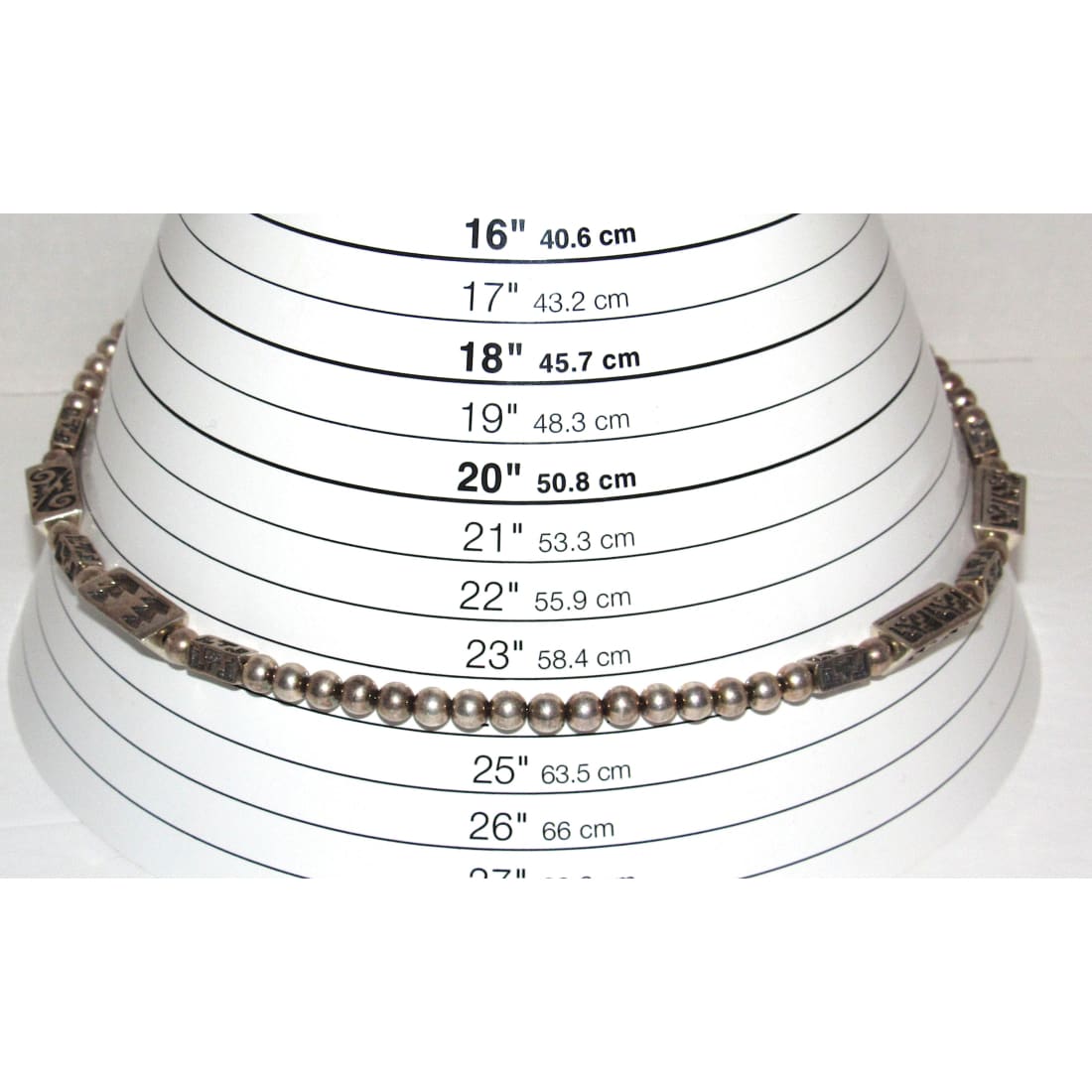 Vintage Navajo Pearls Necklace Rare Barrel Bench Beads Sterling Silver 24"