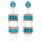 Zuni turquoise dangle earrings with sterling silver and Sleeping Beauty turquoise, showcasing intricate vintage design.