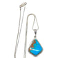 Navajo Pilot Mountain Turquoise Pendant Sterling Silver Necklace Arkie Nelson