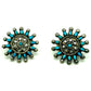 Old Pawn Zuni Cluster Earrings Petit Point Turquoise Sterling Silver Screw Back