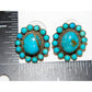 Vintage Navajo Morenci Turquoise Cluster Post Earrings Sterling Silver P. Yazzie