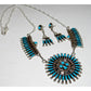 Zuni Turquoise Cluster Necklace and Earrings Set Sterling Silver