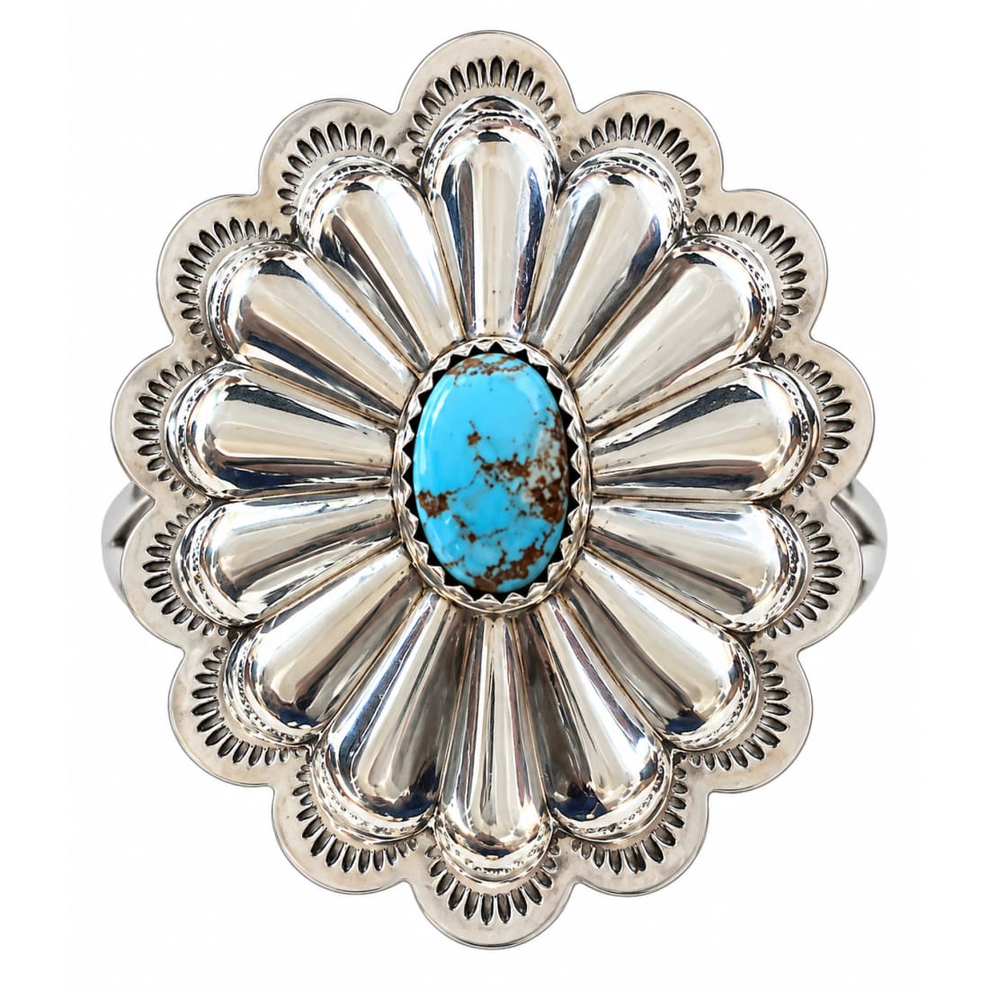 Navajo Concho Ring Sz 7 Sterling Silver Golden Hills Turquoise D Martinez