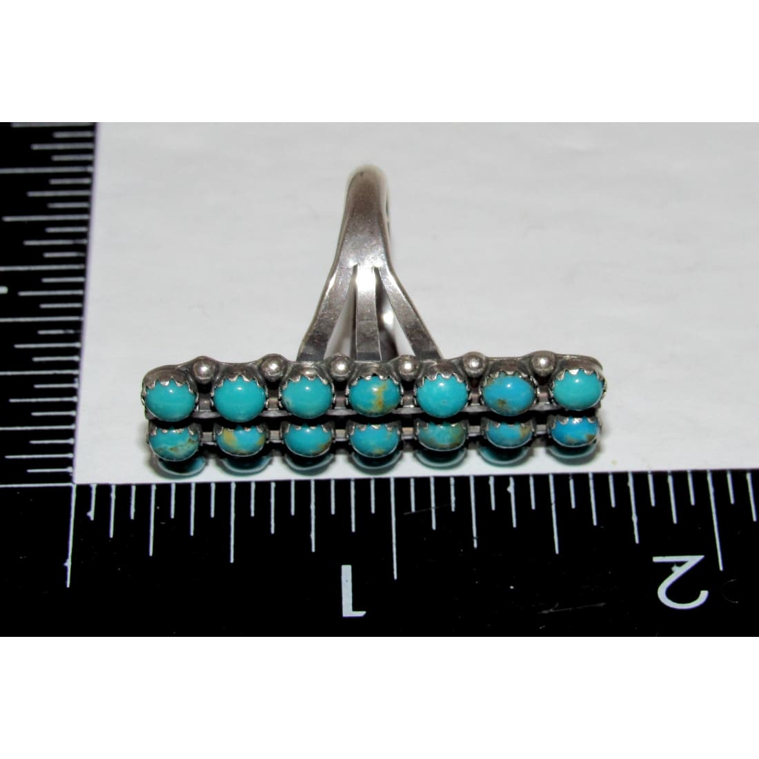 Zuni Snake Eye Turquoise Cluster Ring Size 8.5 Sterling Silver K. Lonjose