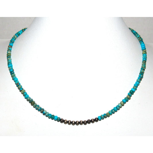 Navajo Rolled Turquoise & Navajo Pearls Heishi Choker Necklace Native 18L