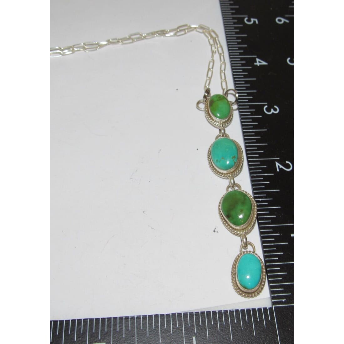 Navajo Royston Turquoise Small Lariat Necklace Sterling Silver G Jones