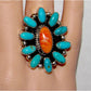 Navajo Turquoise Orange Spiny Cluster Ring Size 10 Sterling Silver