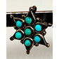 Old Pawn Zuni Snake Eye Turquoise Cluster Pin Pendant Sterling Silver