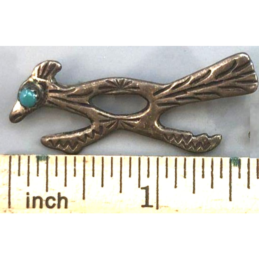 Old Pawn Navajo Roadrunner Turquoise Sterling Silver Brooch Pin