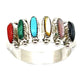 Zuni Multi Stone Petite Point Ring Sz 8 Sterling Turquoise Coral Malachite