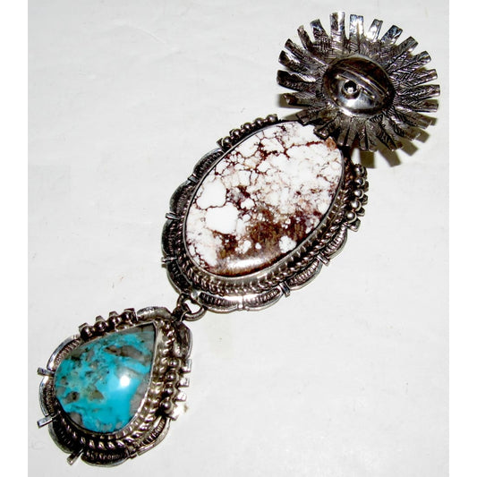 Massive Navajo Kachina Pendant Wild Horse Turquoise Sterling Bennie Ration