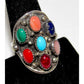 Navajo Cluster Ring Sz 9 Sterling Silver Turquoise Coral Spiny Oyster Lapis