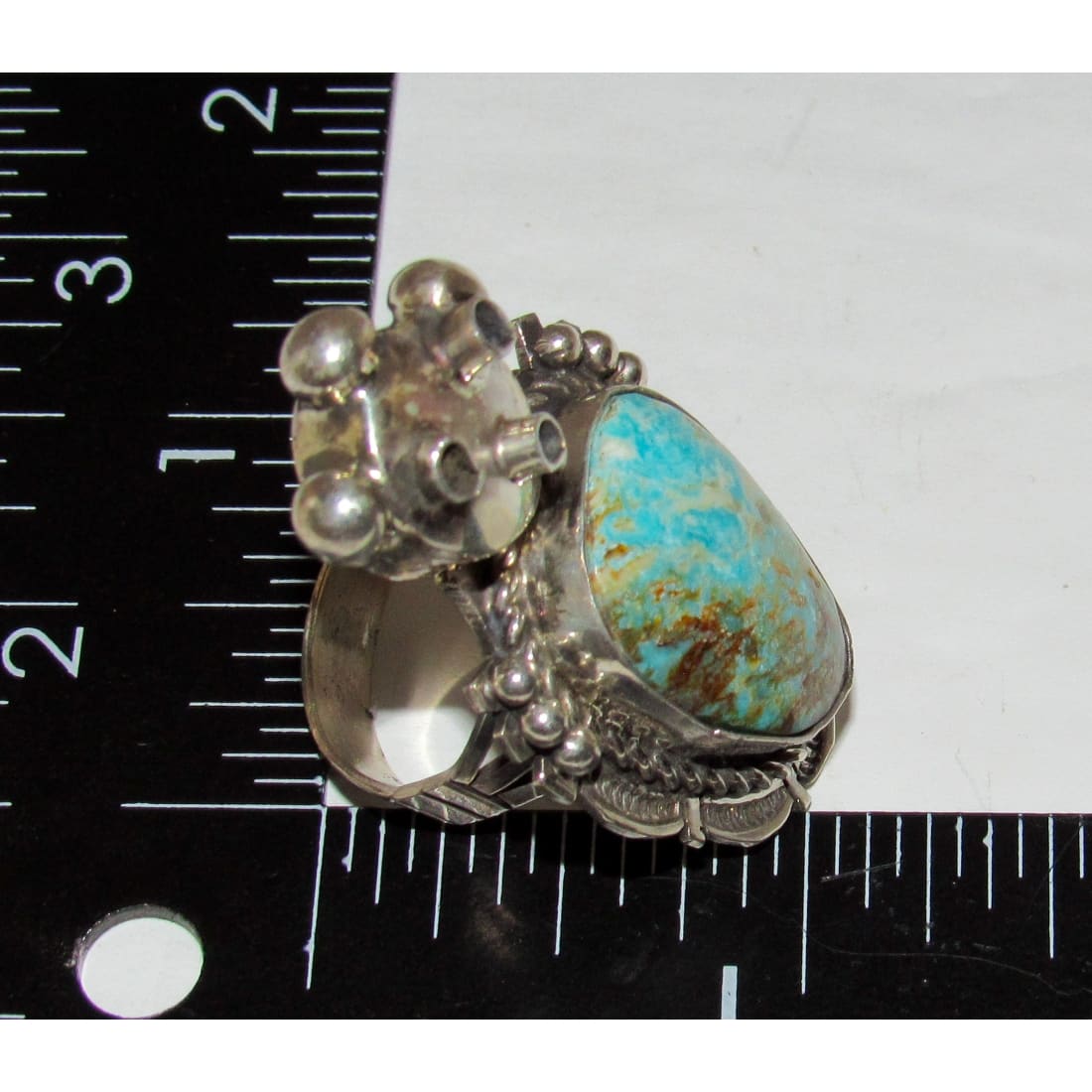 Navajo Kachina Ring Sz 10 Turquoise Mountain Sterling Bennie Ration Signed