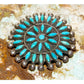 Old Pawn Zuni Petit Point Turquoise Cluster Brooch Pin Sterling Hustito Family