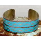 Old Pawn Zuni Inlay Statement Cuff Bracelet Turquoise Sterling Silver Signed