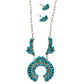 Navajo Turquoise Cluster Naja Squash Blossom Necklace & Earrings Set Sterling Nez