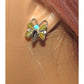 Vintage Zuni Inlay Butterfly Post Earrings Sterling Silver Native American