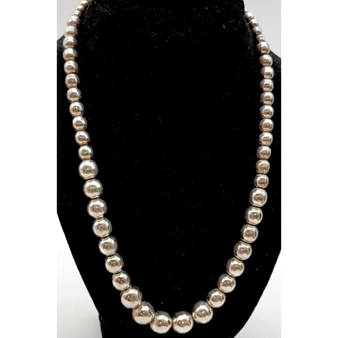 Vintage Mexico Taxco Sterling Silver Beads Necklace