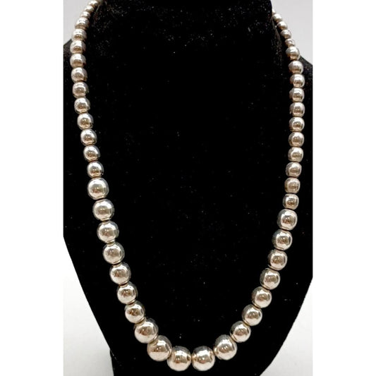 Vintage Mexico Taxco Sterling Silver Beads Necklace