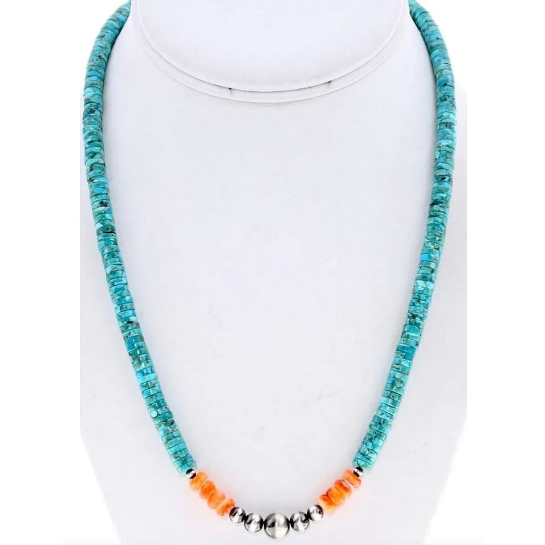 Navajo Turquoise Heishi Necklace Spiny Oyster Navajo Pearls