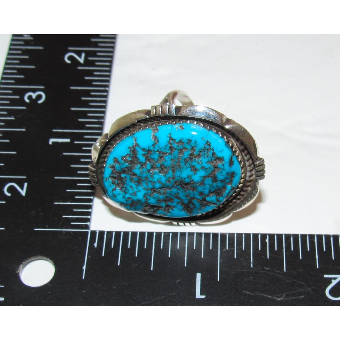 Navajo Kingman Turquoise Ring Size 7 Sterling Silver J. Begay Native American
