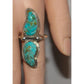 Zuni Carved Turquoise Leaf Ring Size 10 Sterling Silver Native American Signed