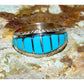 Zuni Turquoise Inlay Ring Sz 9 Sterling Silver M. Peynesta Native American