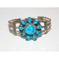 Navajo Kingman Turquoise Cluster Cuff Bracelet Sterling Silver 7" Wrist