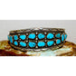 Vintage Navajo Kingman Turquoise Cluster Cuff Bracelet I. Chee Sterling Silver