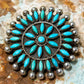 Old Pawn Zuni Petit Point Turquoise Cluster Brooch Pin Sterling Hustito Family