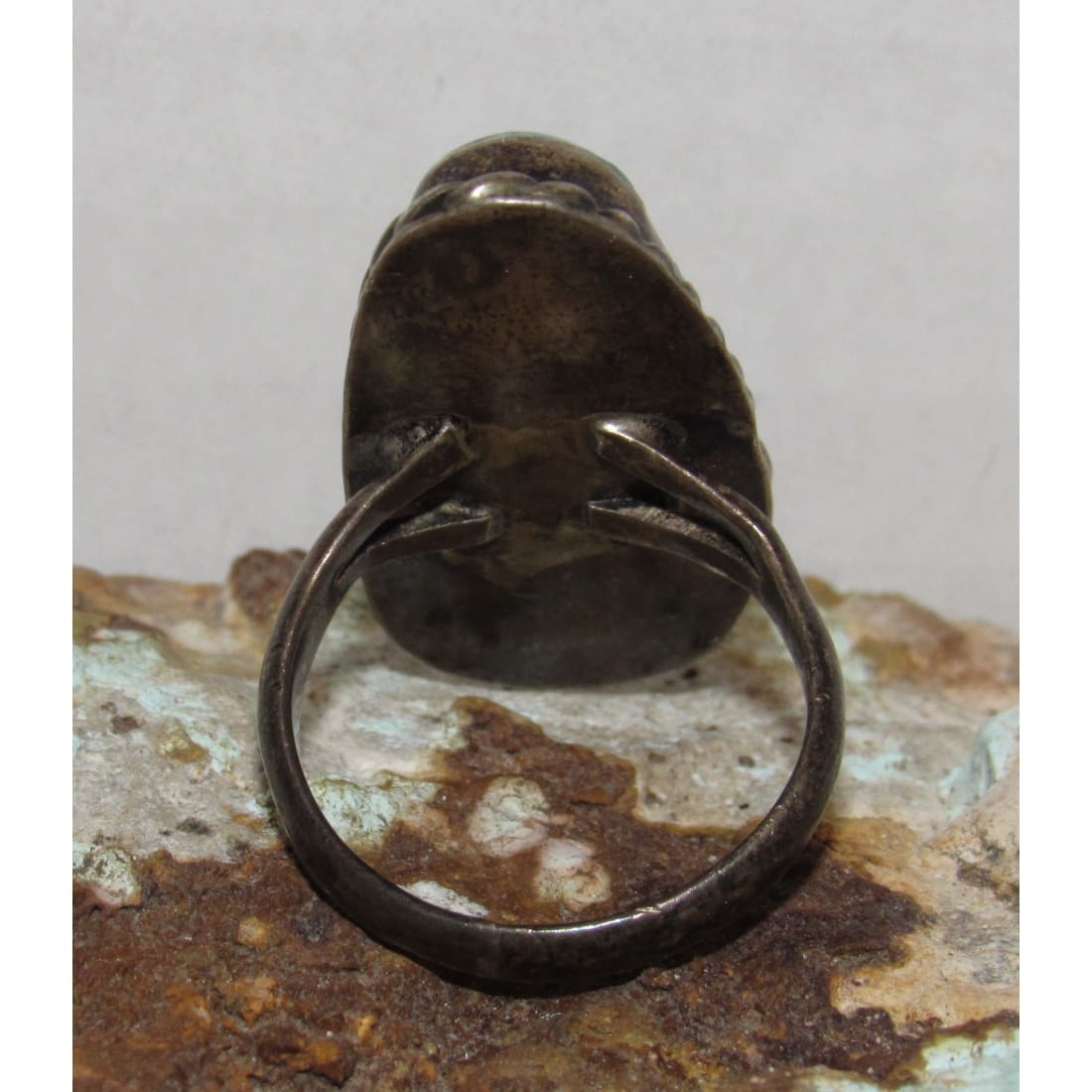 Old Pawn Navajo Cerillos Turquoise Silver Ring Size 9