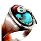 VTG Zuni Snake Ring Sz 10.5 Turquoise Coral Sterling Silver Effie Calavaza