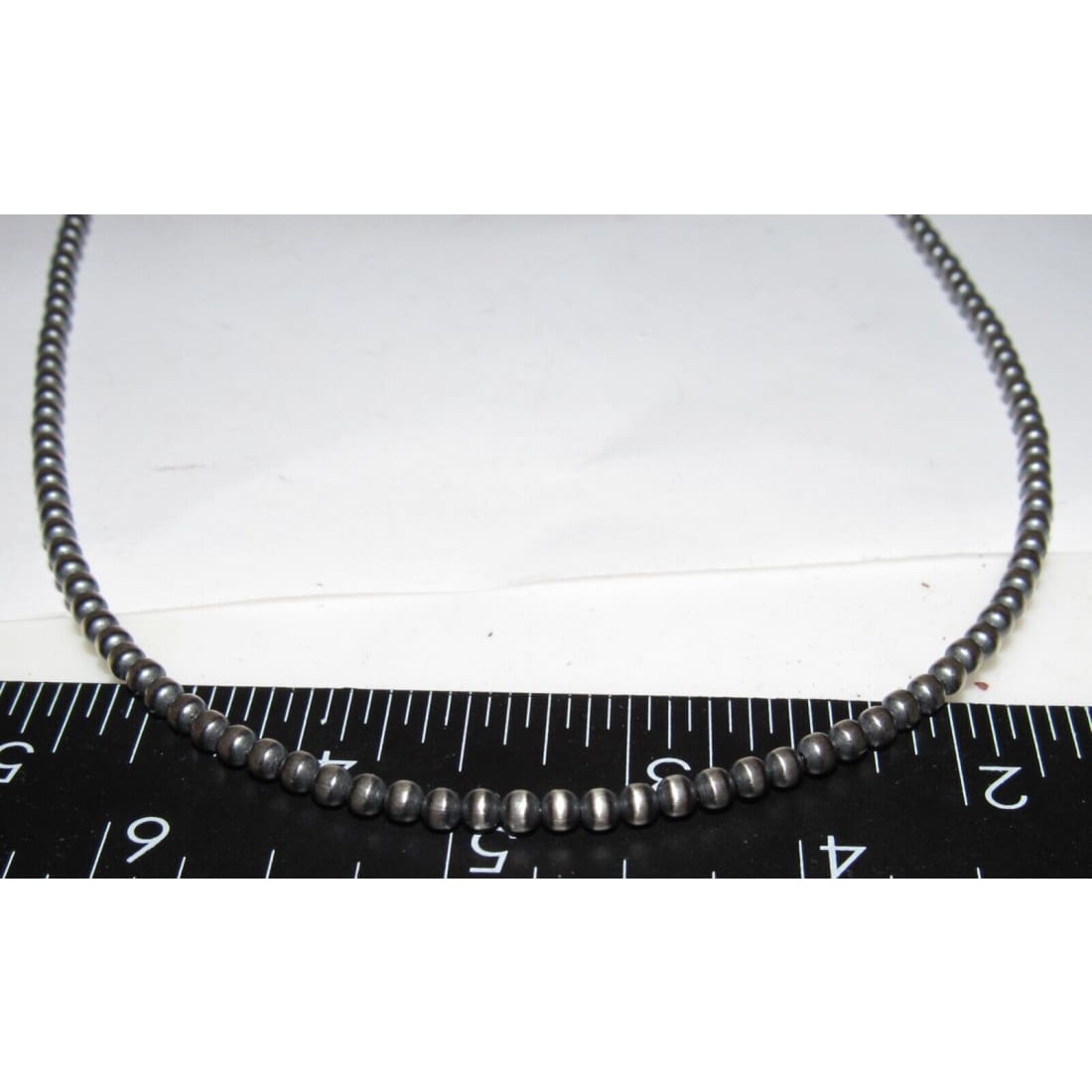 Navajo Pearls Necklace Sterling Silver Choker Necklace 20"L
