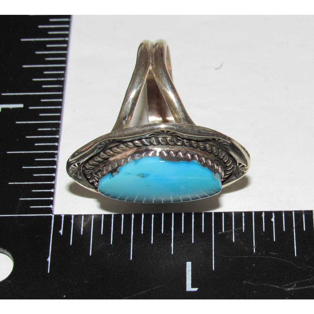 Navajo Blue Royston Turquoise Ring Size 10 Sterling Silver Signed