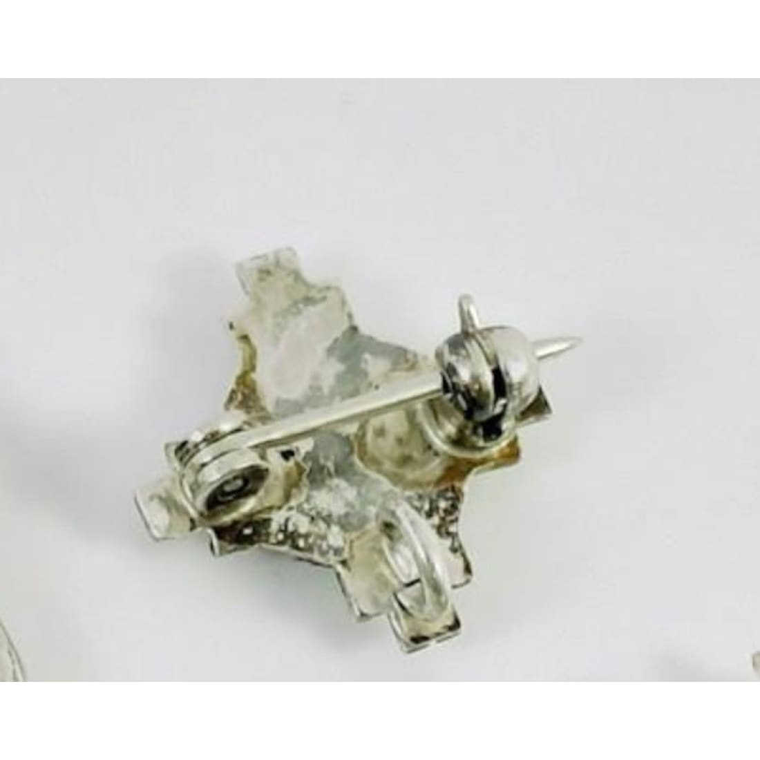 Vintage Zuni Inlay Sun Face Pin Brooch Pin Sterling Silver