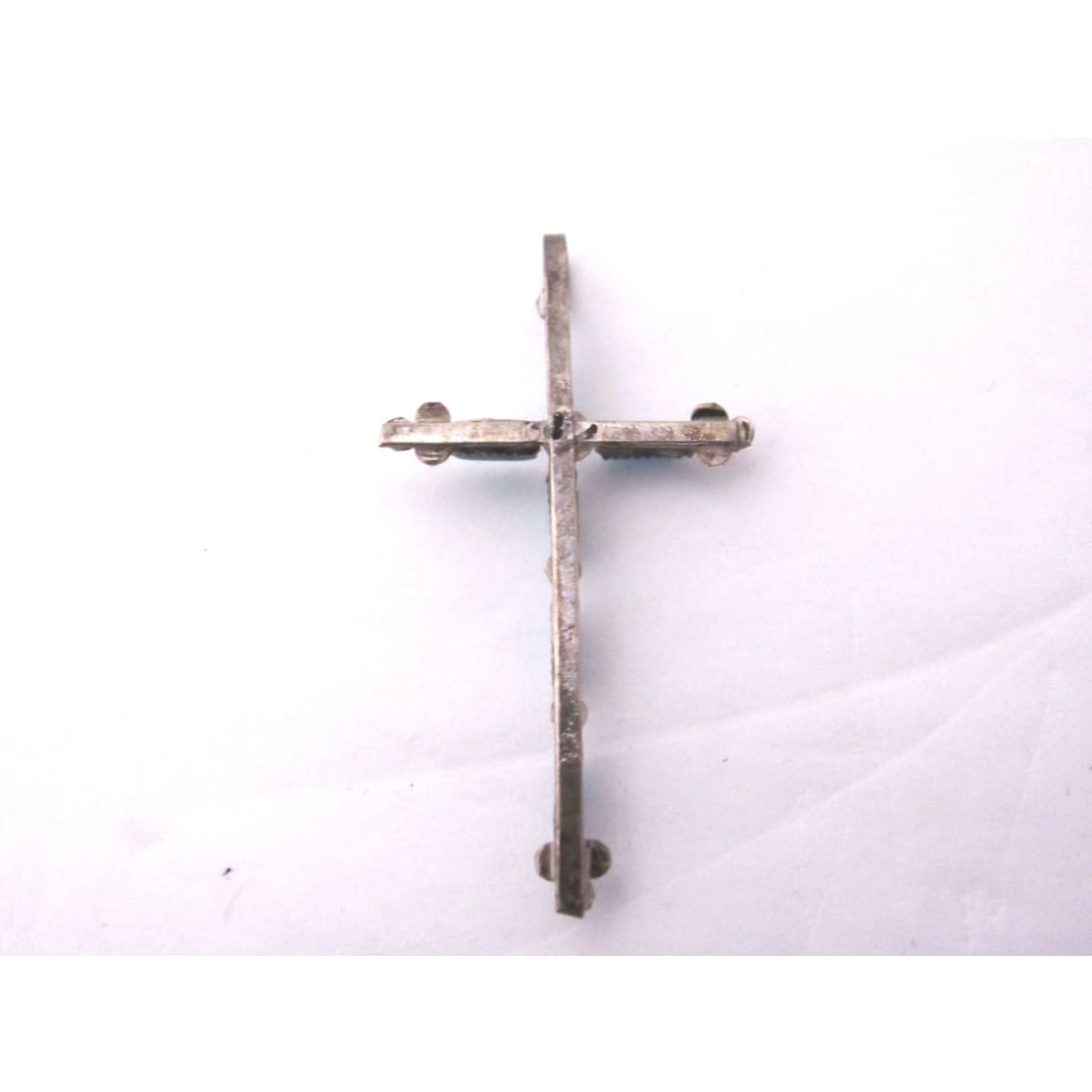 Vintage Zuni Turquoise Cross Pendant Sterling Silver Native American