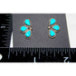 Navajo Sleeping Beauty Turquoise Half Cluster Post Earrings Sterling Silver