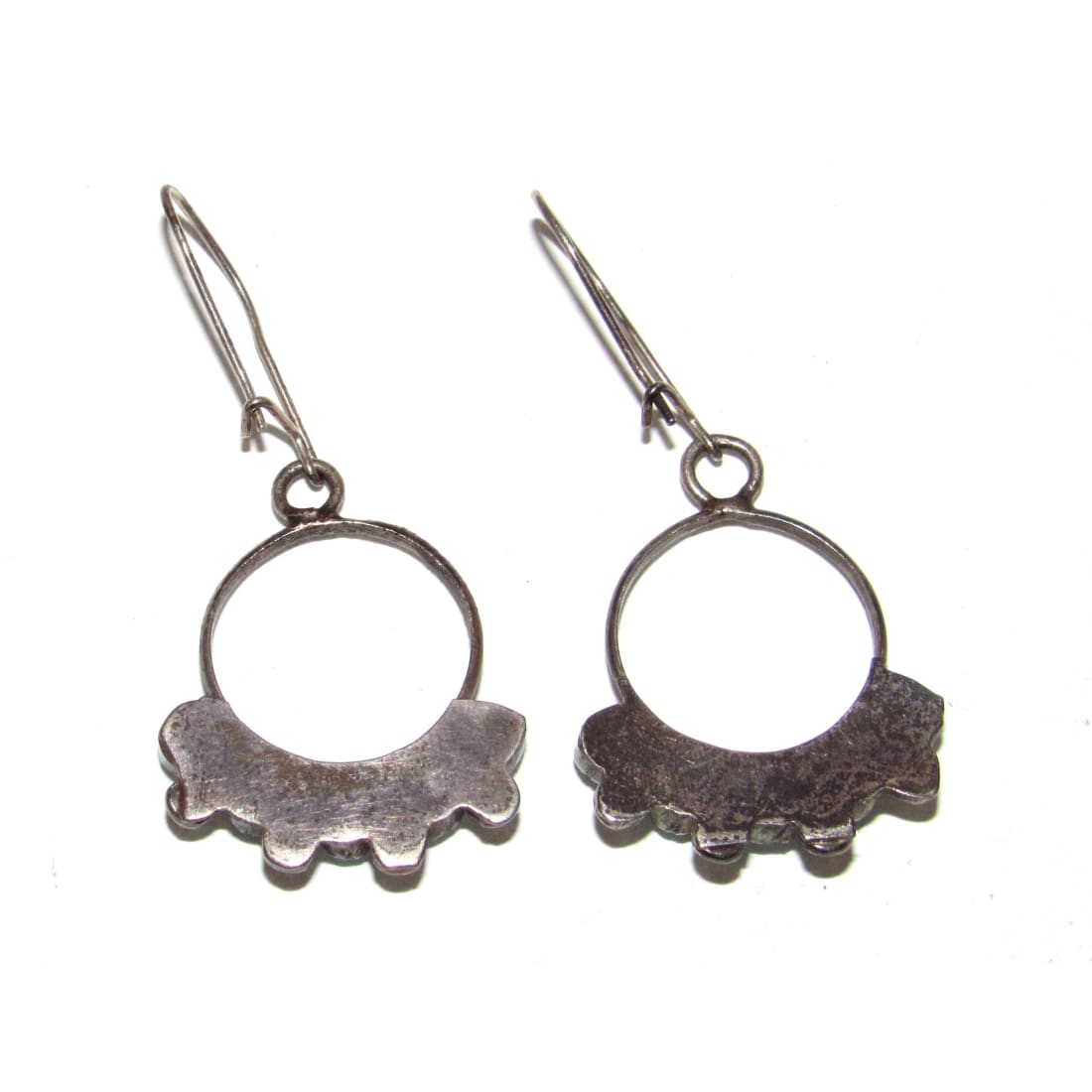 Old Pawn Zuni Snake Eye Turquoise Sterling Silver Dangle Earrings