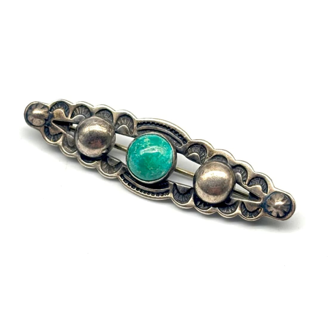 Fred Harvey Era Brooch Pin Navajo Sterling Silver Turquoise Old Pawn