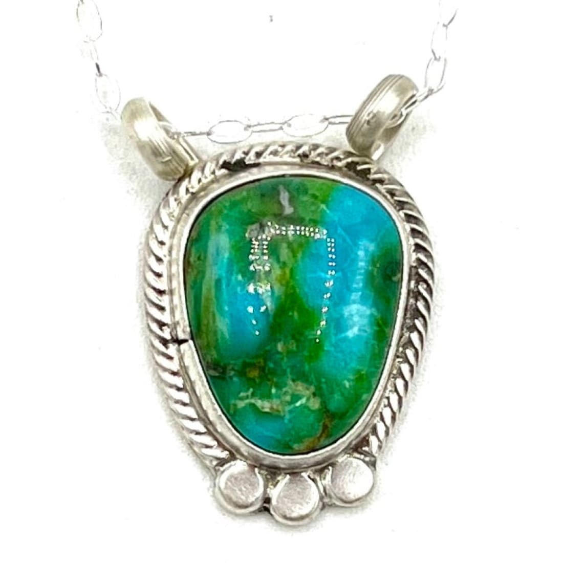 Navajo Royston Turquoise Bar Necklace Sterling Silver Native American Signed